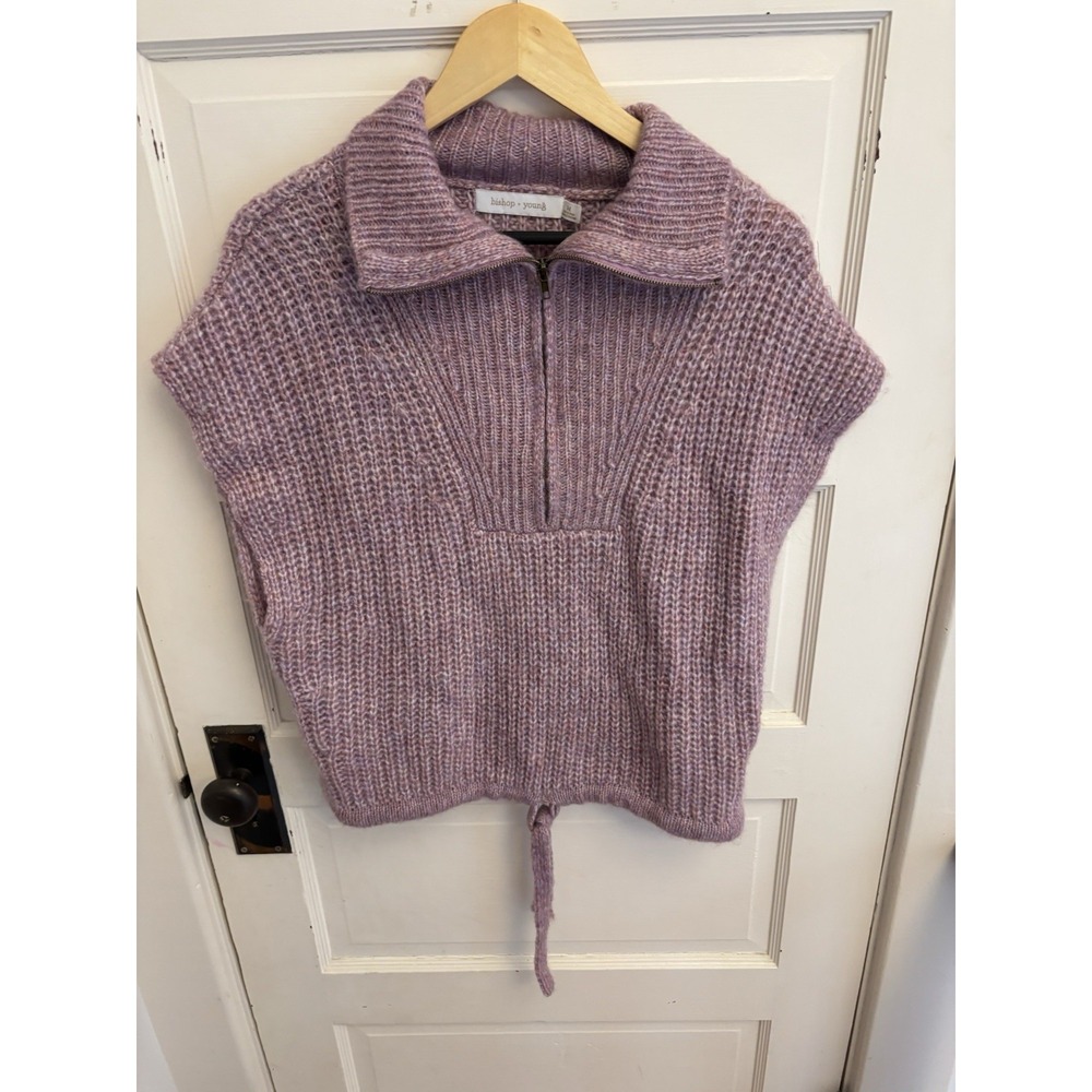 bishop + young lavender oversized quarter-zip vest